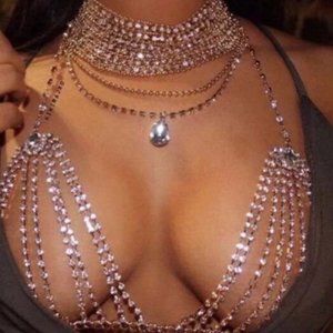 Crystal Bralette Gold Bra Jewelry
